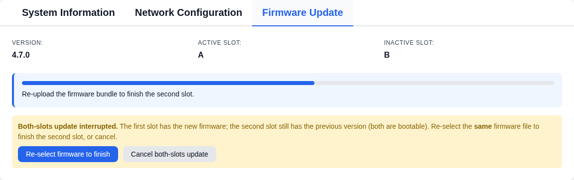 Interrupted both-slots update