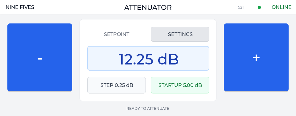 Touch UI attenuator screen after applying 12.25 dB