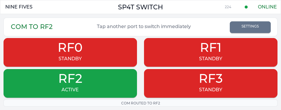 Touch UI SP4T screen after tapping RF2